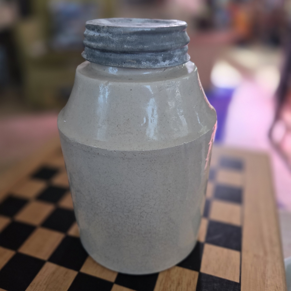 Ceramic Cream Jar with Silver Lid
